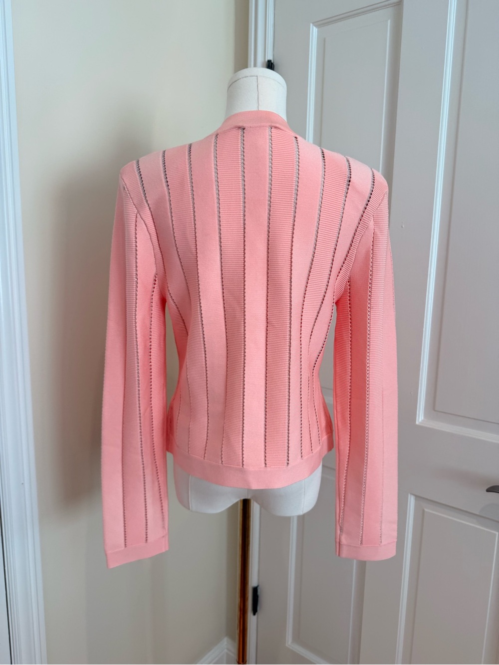 Balmain Pink Knit Cardigan with Gold Buttons - Picture 4 of 8